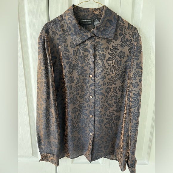 Vintage Liz Claiborne Metallic Button Up Blouse - Picture 1 of 4